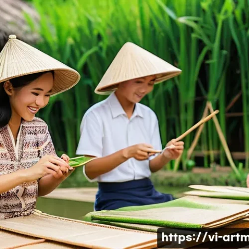 예술 행정 실무 - **"Youthful Engagement with Traditional Vietnamese Crafts"**
    A vibrant, sunlit scene capturing a...