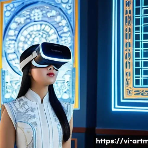 문화예술 경영 전략 - **Prompt:** "A young Vietnamese woman, elegantly dressed in a contemporary white áo dài with delicat...